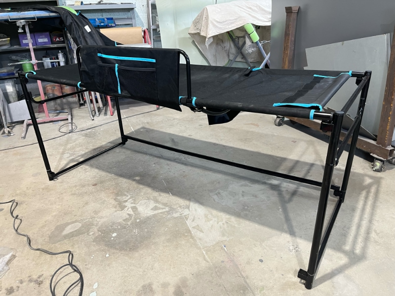 Spinifex Easy Set bunk frame with the bottom bunk canvas cut off