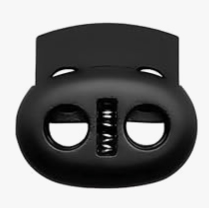 Black double-hole plastic cord stopper toggle