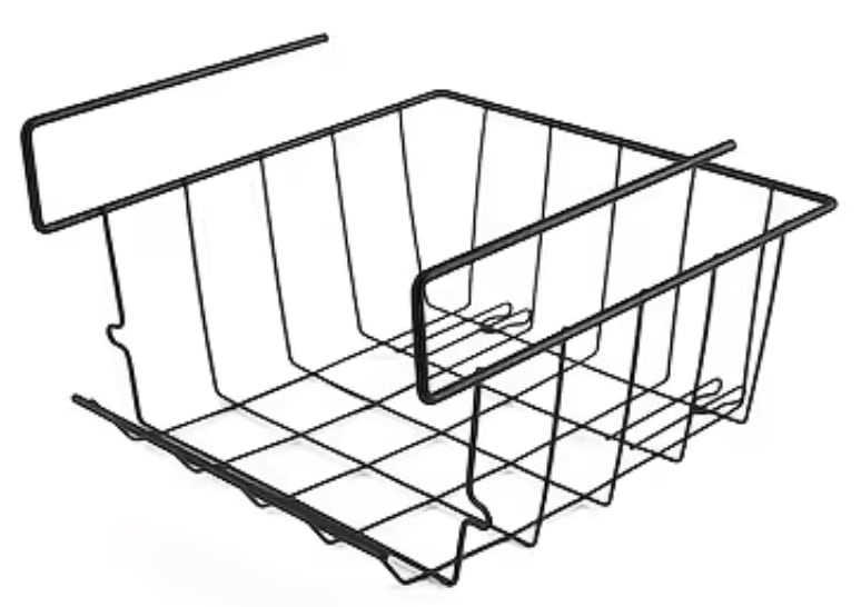 Stackable expandable under-shelf hanging wire basket